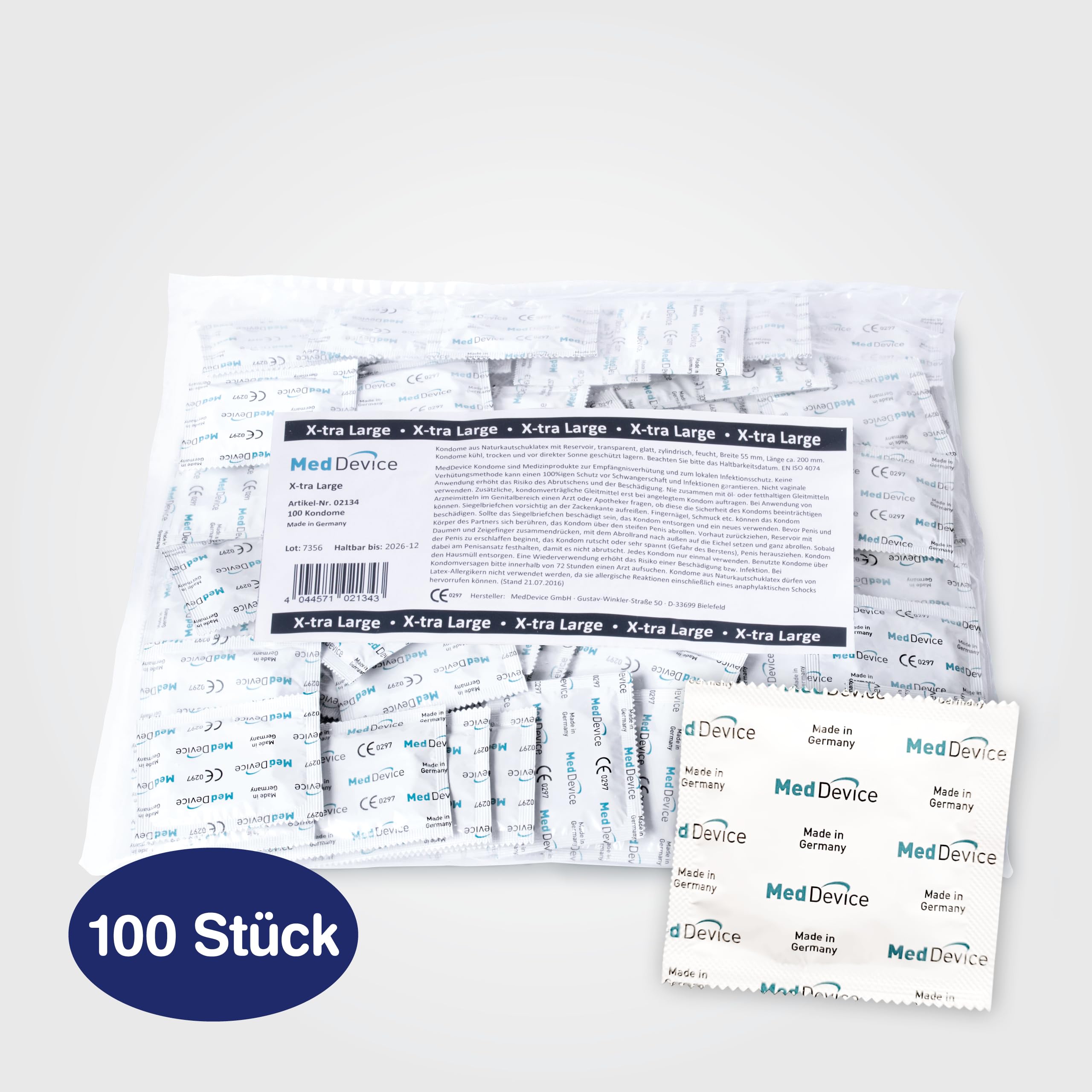 Med Device Xtra Large Kondome 100 Stück 55 mm transparent