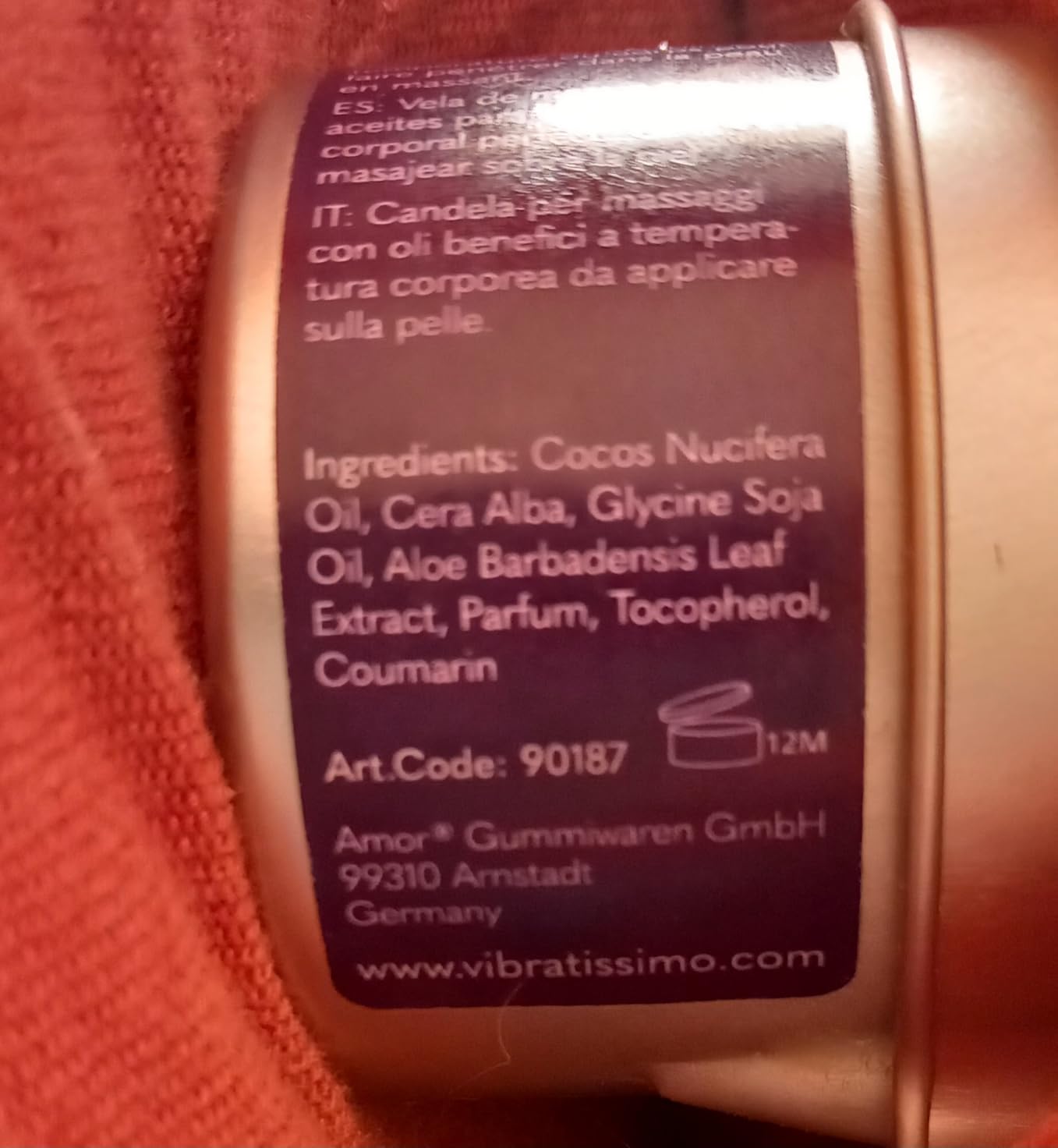 Vibratissimo Massagekerze Vanille Massageöl 50 ml Kokosöl