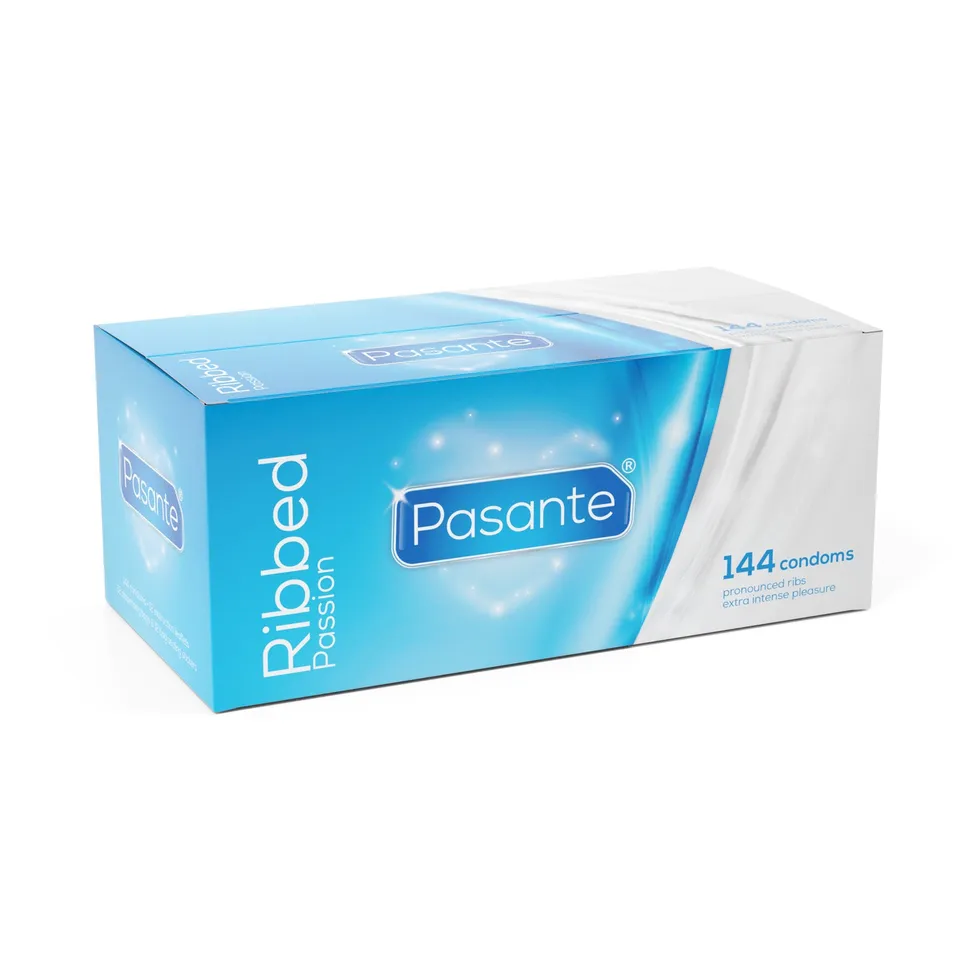 Pasante Passion Ribbed Kondome 144er Box gerippt Latex