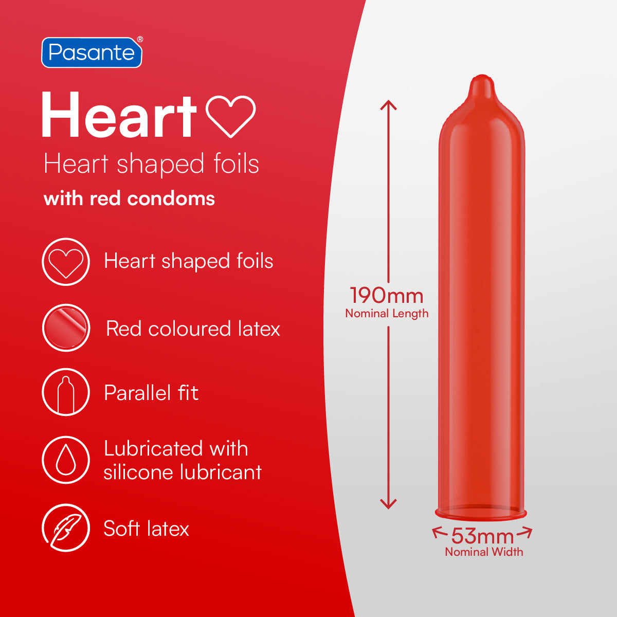 Pasante Themed Heart Kondome 12er Pack rot Standard