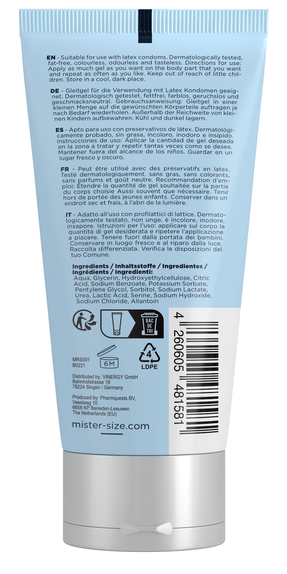 MISTER SIZE Bio Gleitgel 100ml wasserbasiert langanhaltend