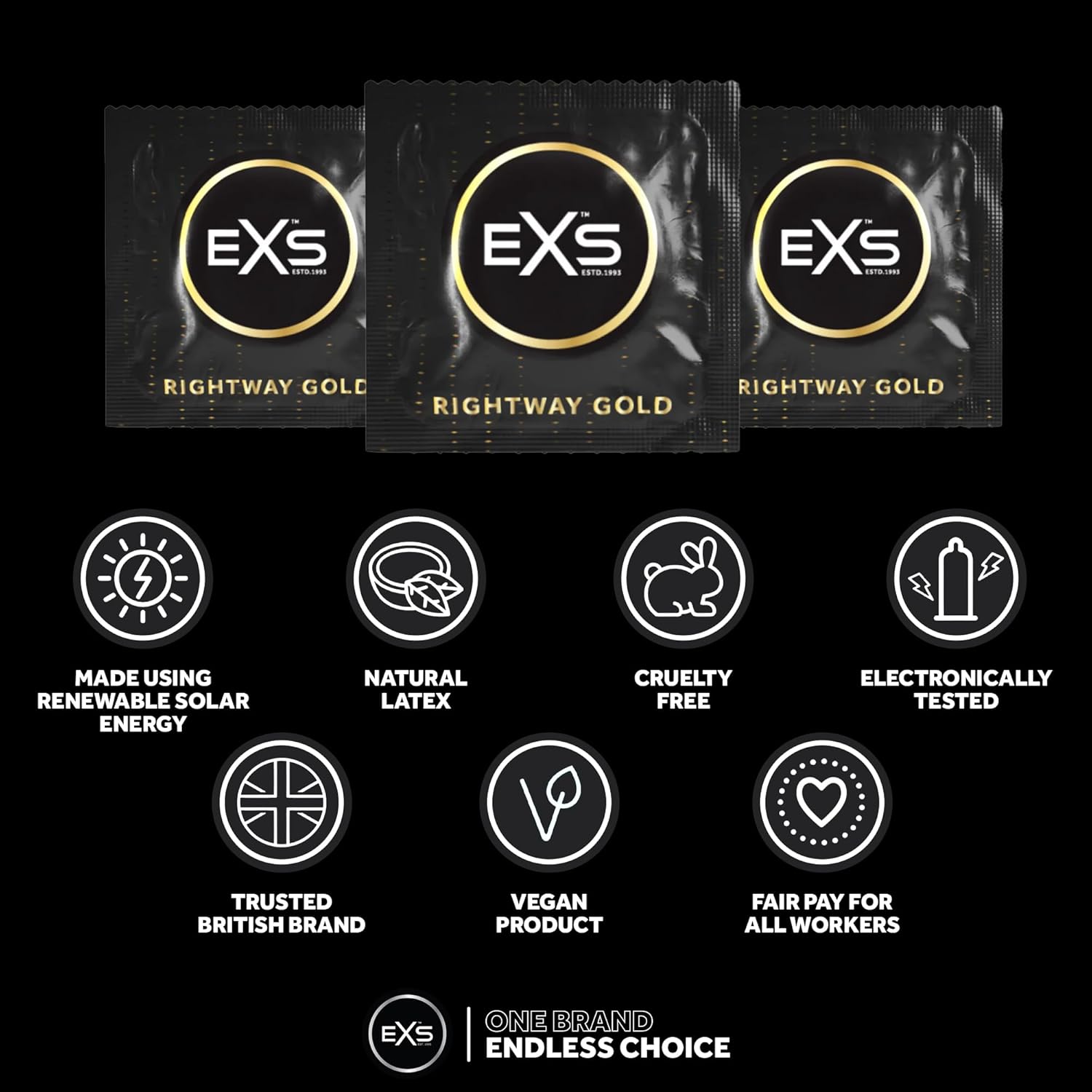 EXS Rightway Gold Kondome 12 Stück 53mm zweifarbig