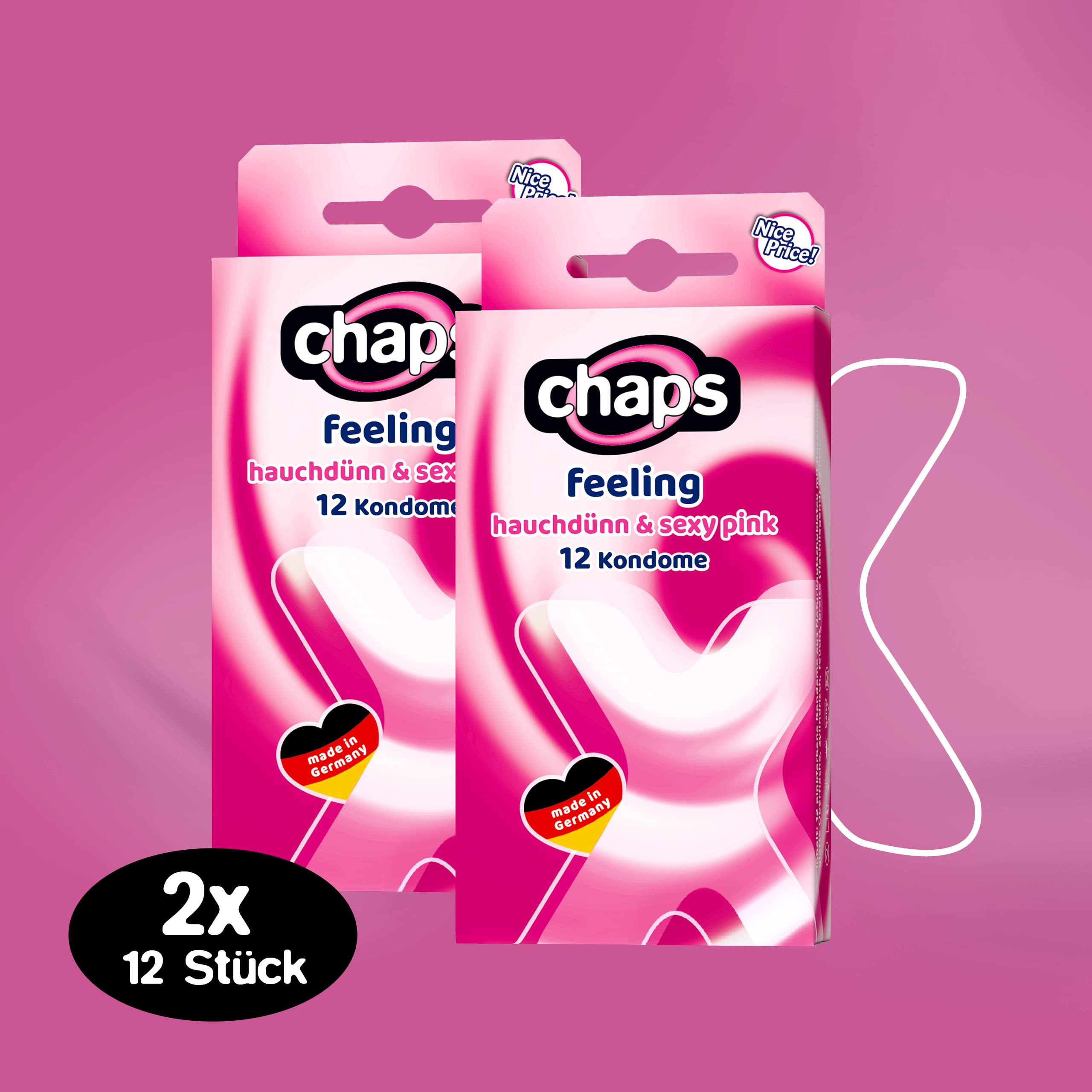 chaps feeling Kondome pink hauchdünn 24 Stück 52 mm