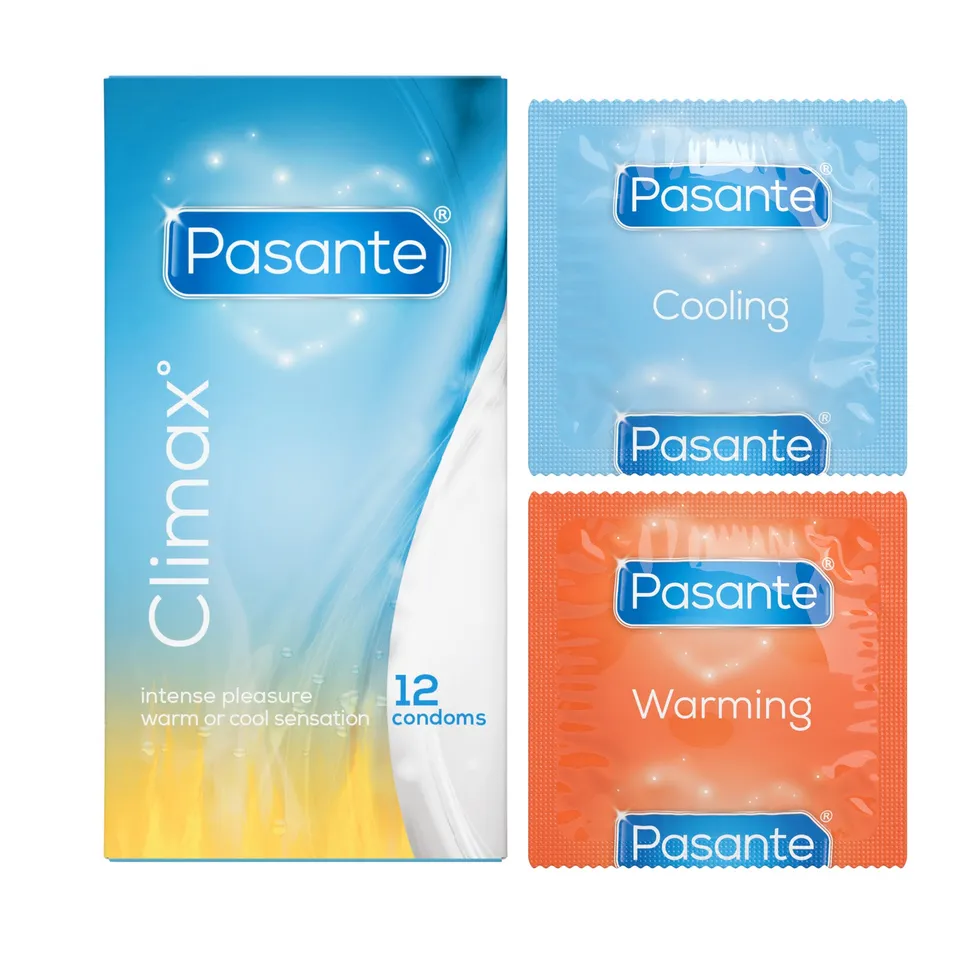Pasante Climax Kondome 12 Stück wärmend und kühlend gerippt