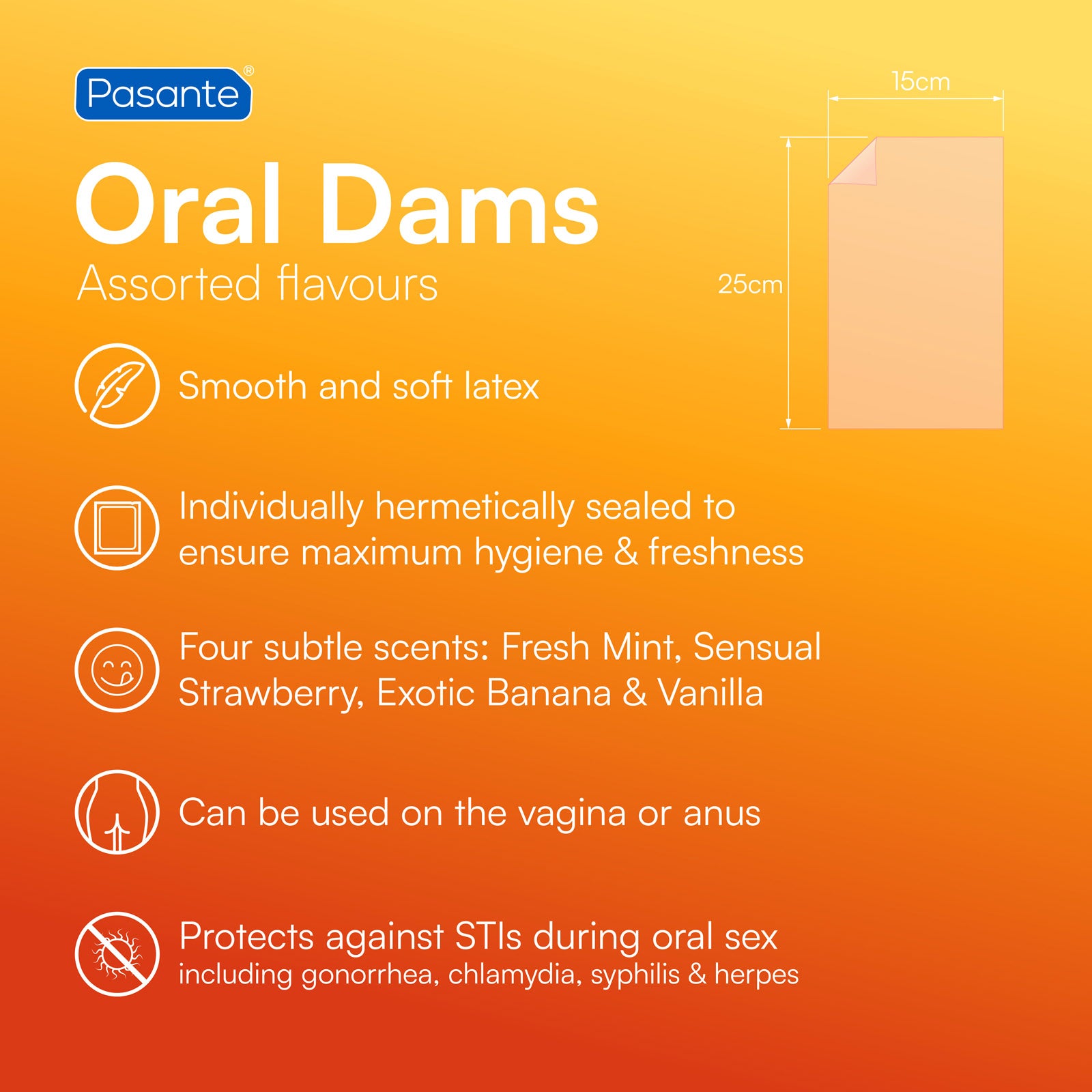 Pasante Oral Dams Lecktücher 8 Stück aromatisiert 4 Düfte
