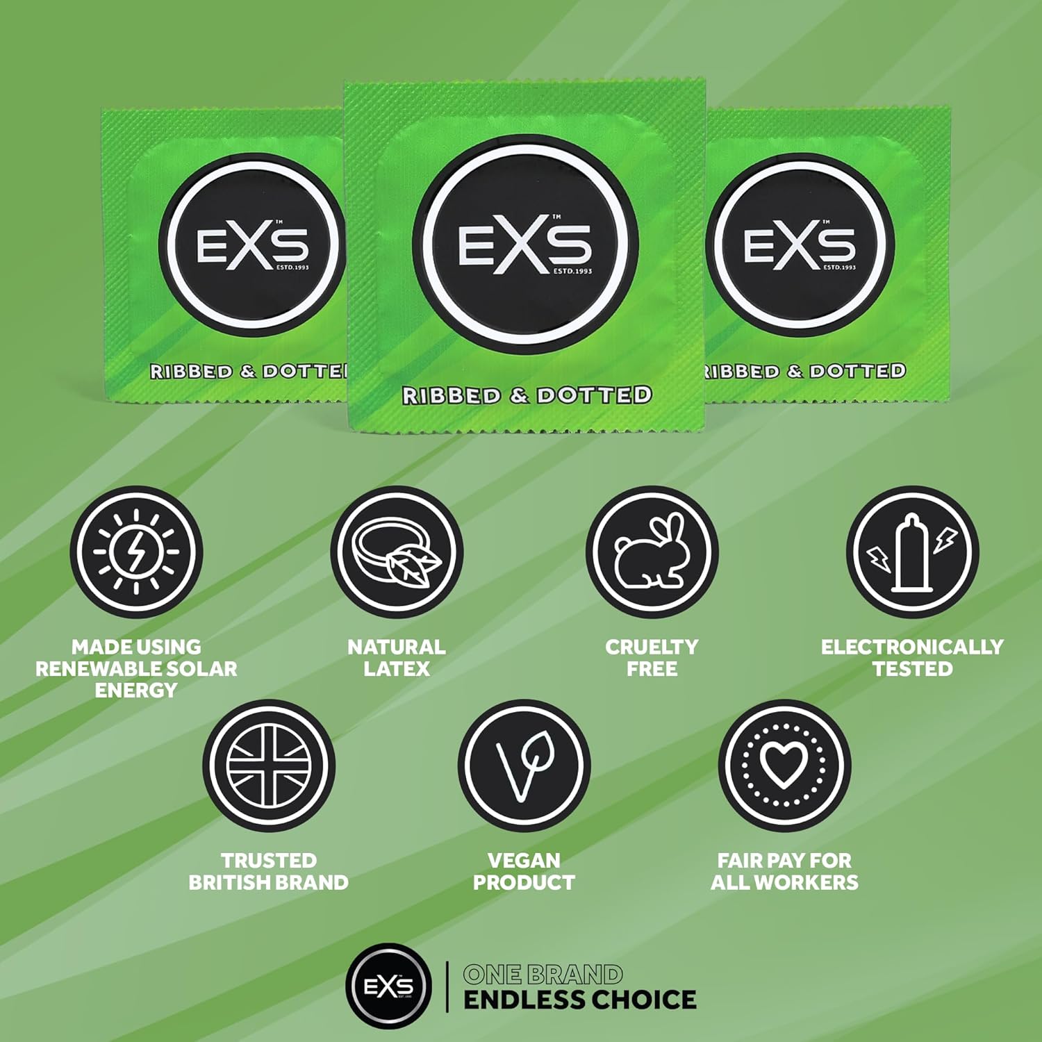 EXS Extreme Ribbed Kondome 12 Stück 56 mm genoppt