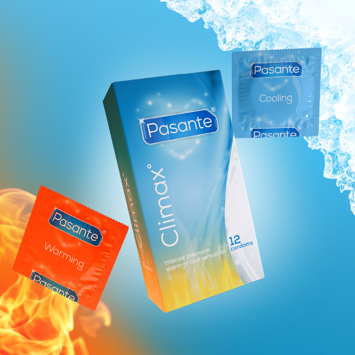Pasante Climax Kondome 12 Stück wärmend und kühlend gerippt