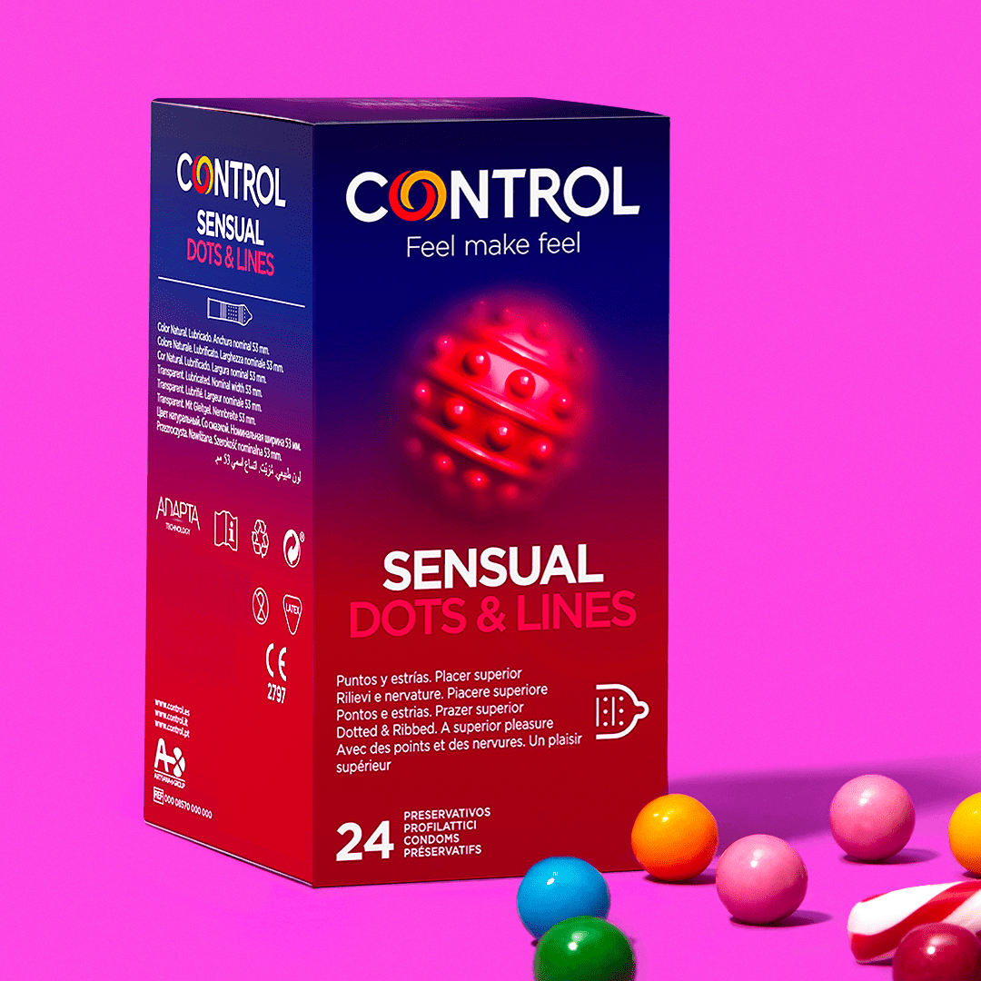 Control Sensual Dots & Lines Kondome 24 Stück genoppt