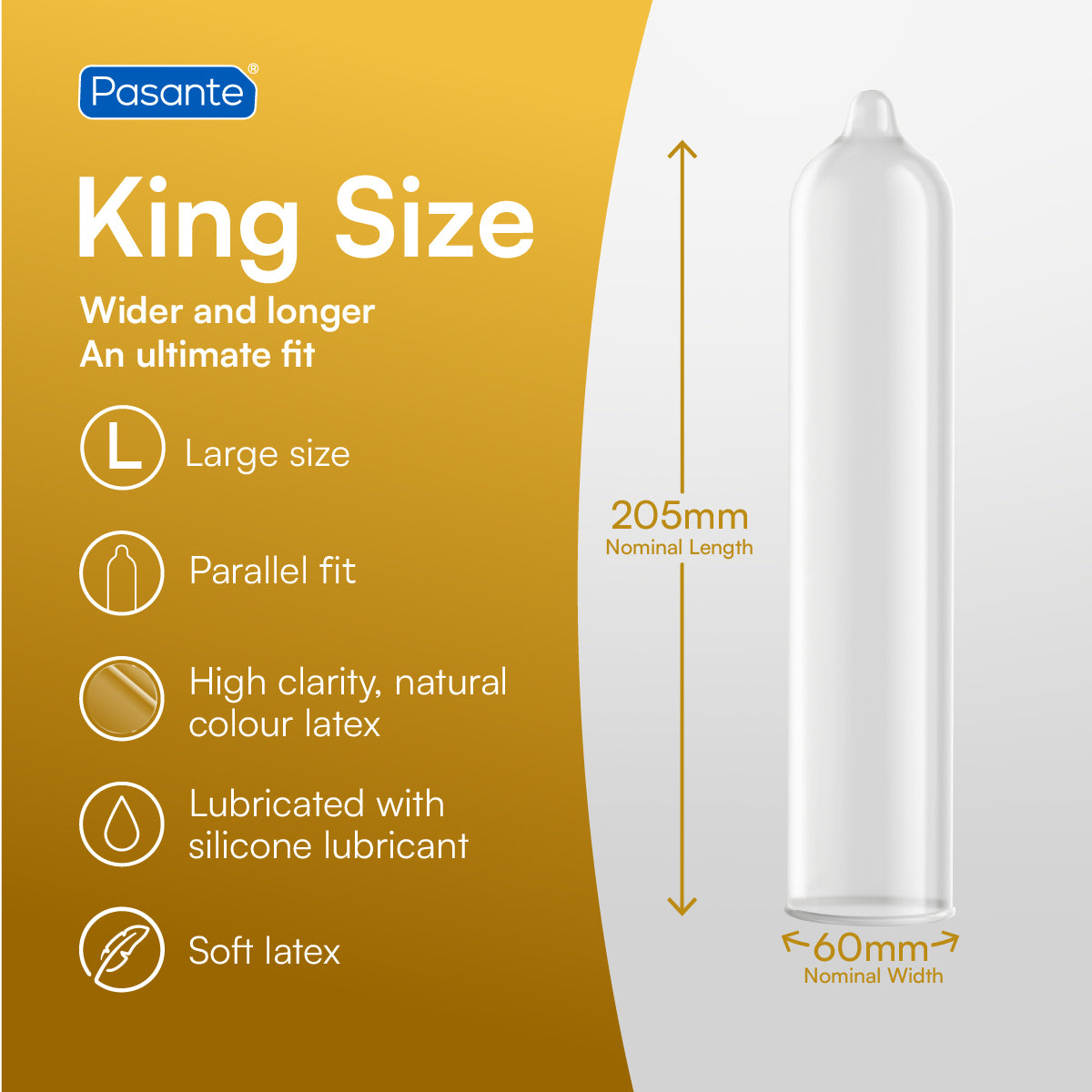 Pasante King Size Kondome 36er Pack weite Passform 60 mm