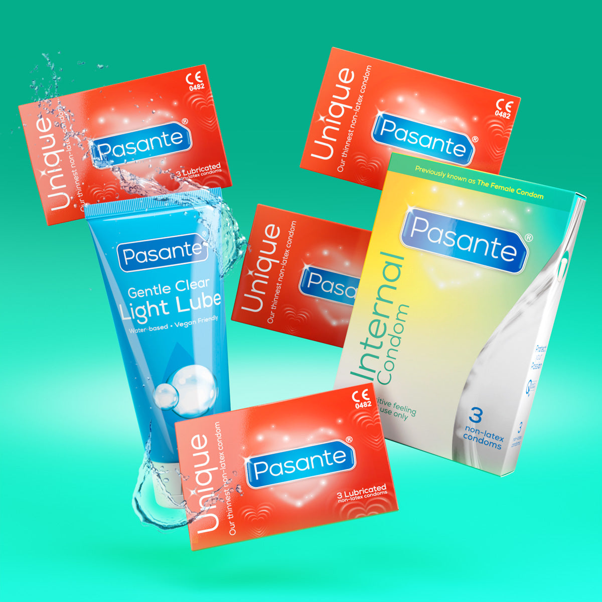 Pasante Variety Mixed Kondom Set latexfrei + Gleitgel 75 ml