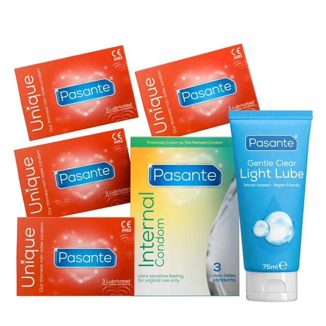 Pasante Variety Mixed Kondom Set latexfrei + Gleitgel 75 ml