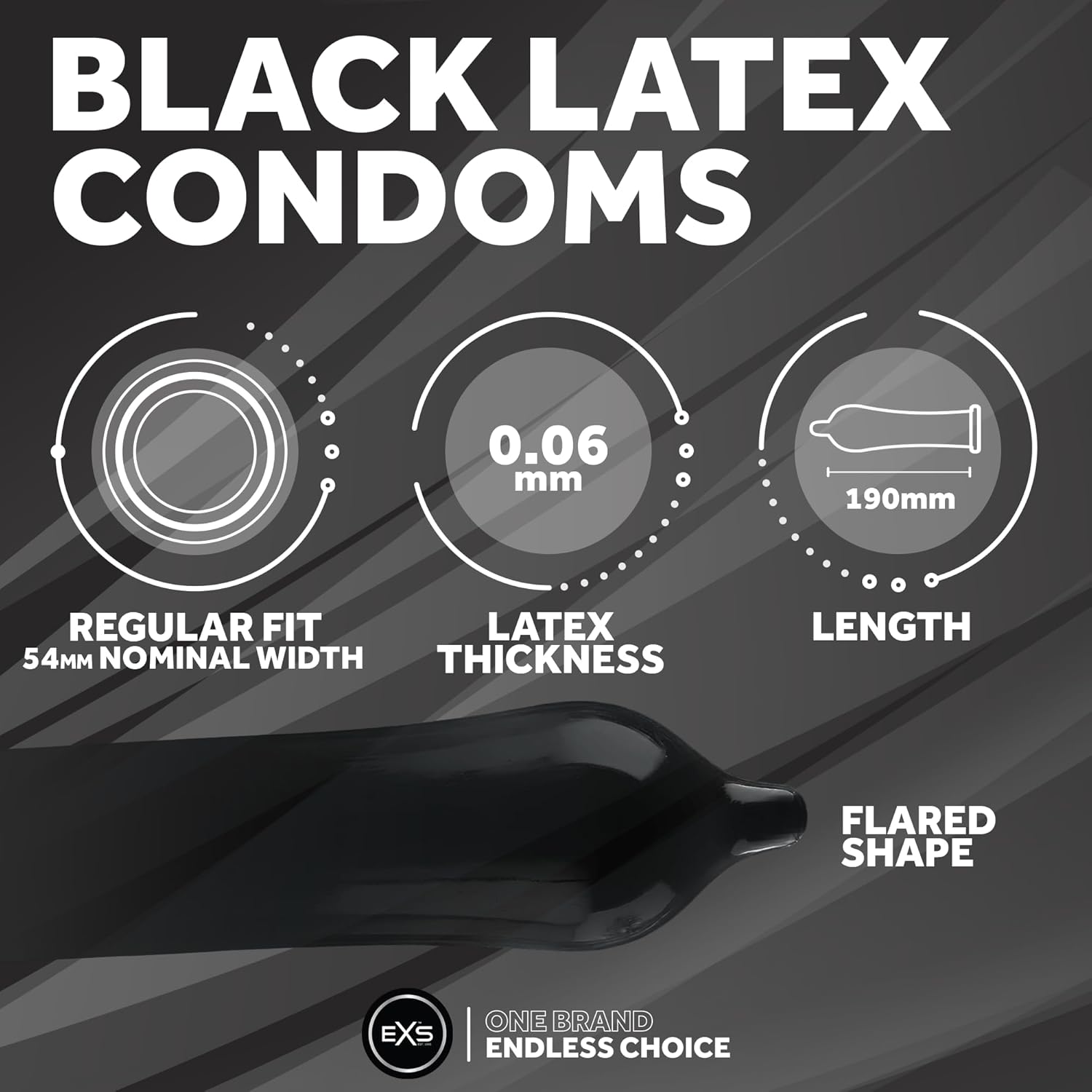 EXS Black Kondome 12 Stück 54mm schwarzes Latex