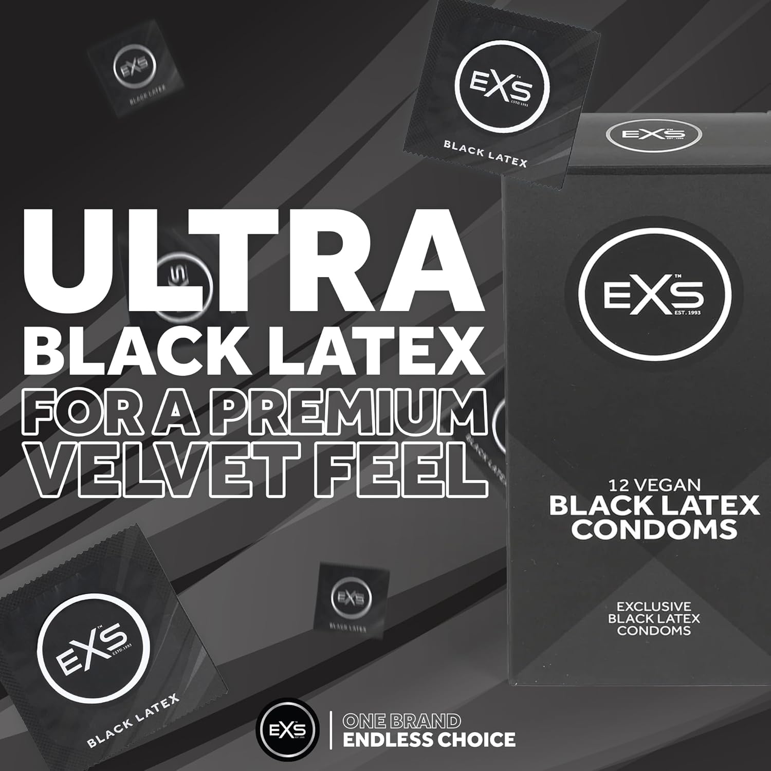 EXS Black Kondome 12 Stück 54mm schwarzes Latex